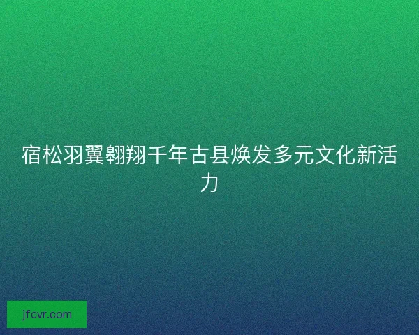 宿松羽翼翱翔千年古县焕发多元文化新活力