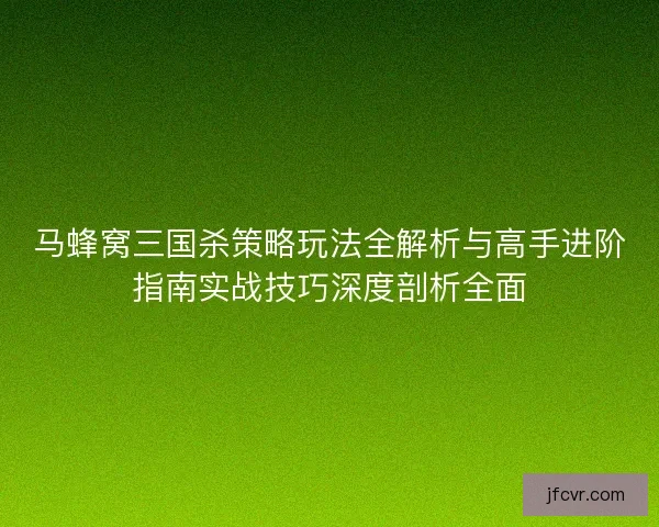 马蜂窝三国杀策略玩法全解析与高手进阶指南实战技巧深度剖析全面